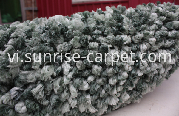 100% Polyester Shaggy rug green color